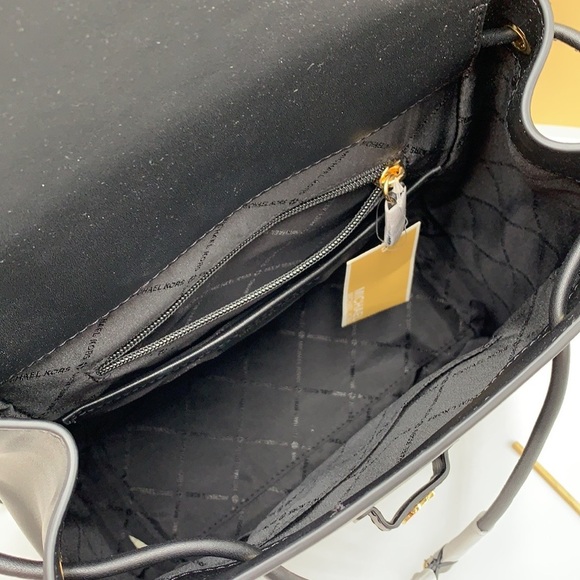 MICHAEL KORS Phoebe MEDIUM Flap Drawstring Backpack BLACK COLOR - Picture 14 of 16